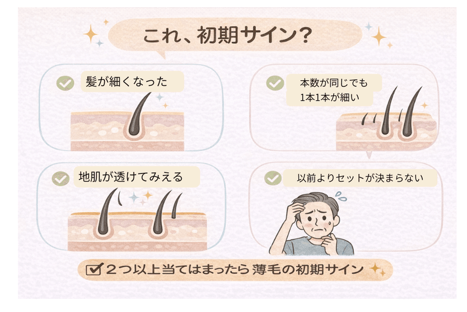 薄毛の初期サインのチェックポイント