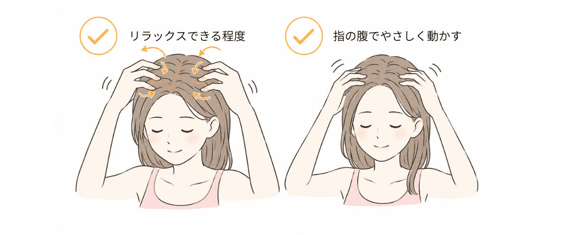 指の腹でやさしく行う正しい頭皮マッサージのイメージイラスト