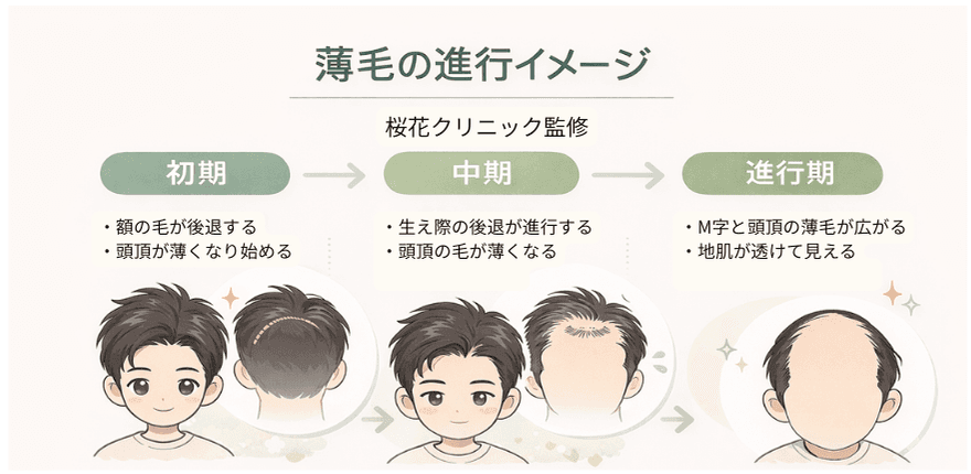 薄毛の進行イメージ
