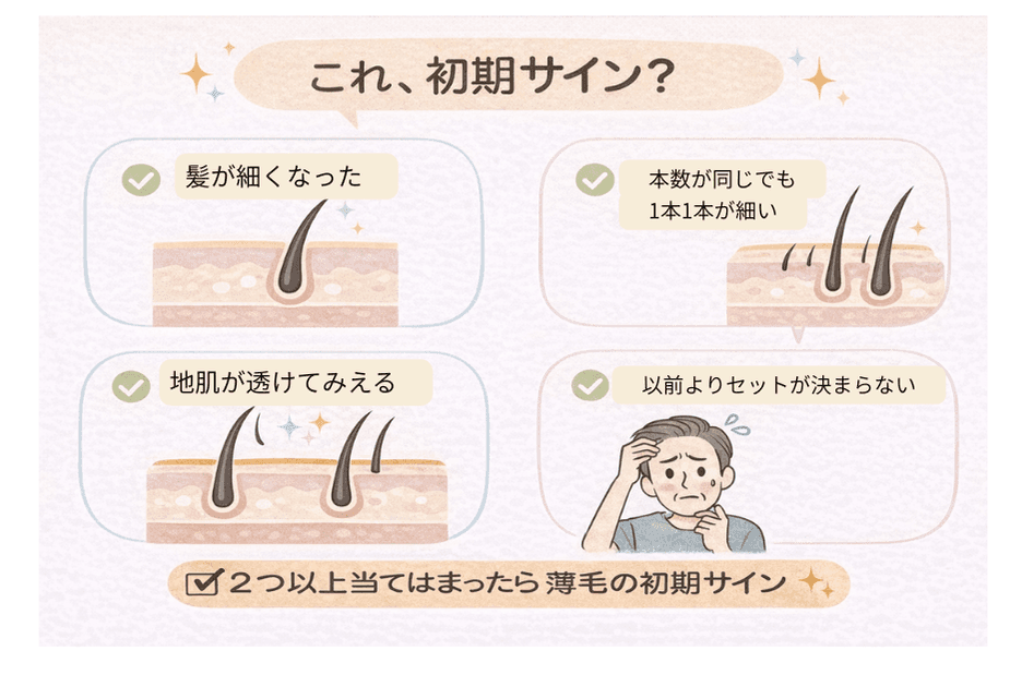 薄毛の初期サインのチェックポイント