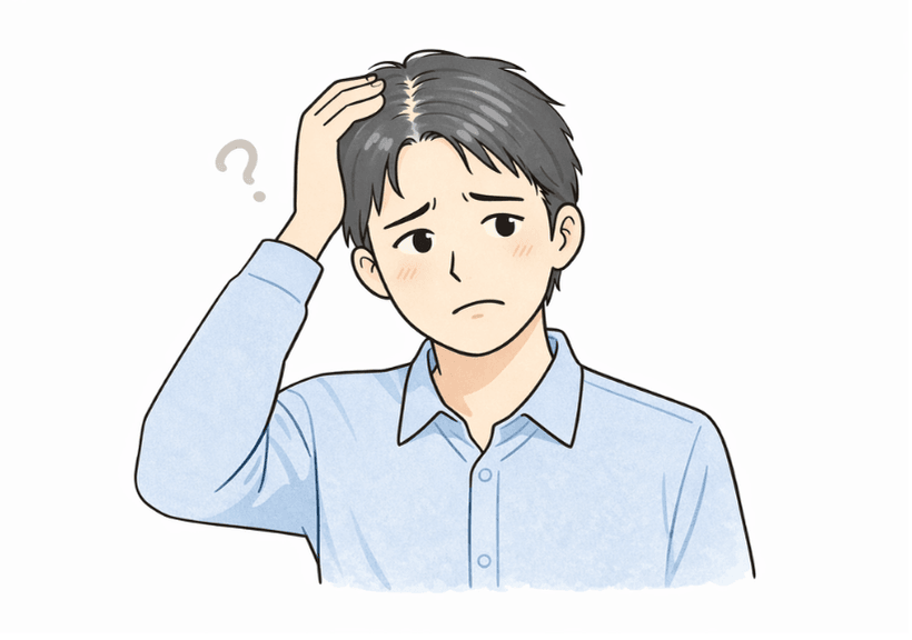 頭皮の状態を気にする男性のイラスト
