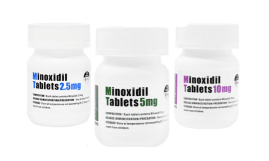 2.5mg・5mg・10mgのミノキシジル内服薬(製品イメージ)
